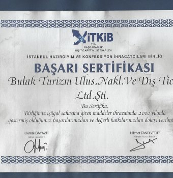 İTKİB Başarı Belgesi